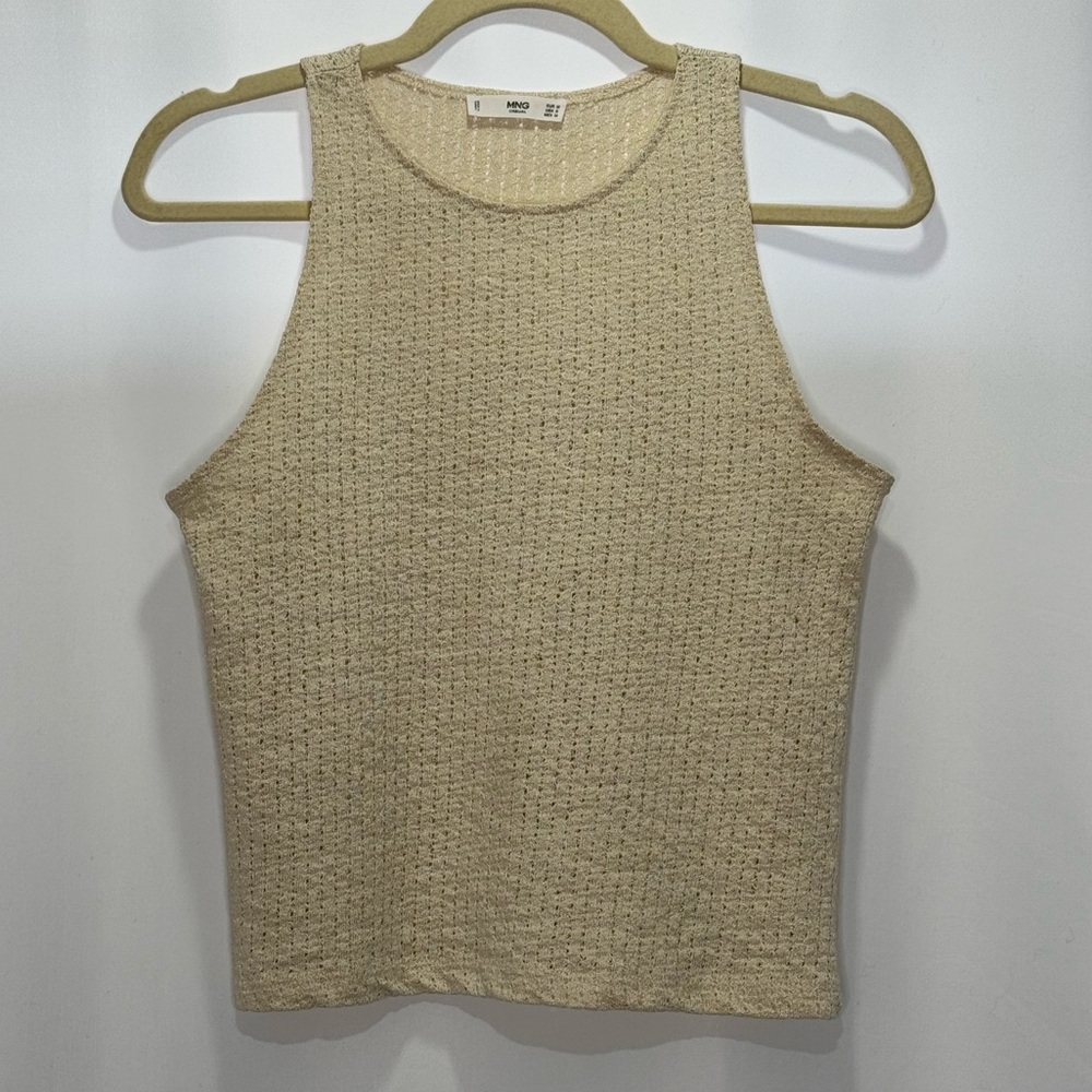 MNG by MANGO Casual Cream Sleeveless Blouse